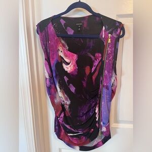 Escada Women's Purple and Black Sleeveless Top